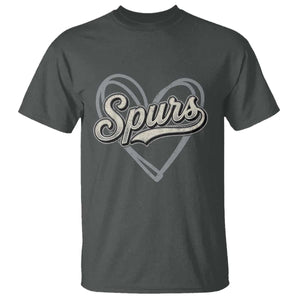 Vintage Spurs Name Script Heart T Shirt for Sports Fan TS02 Dark Heather Print Your Wear