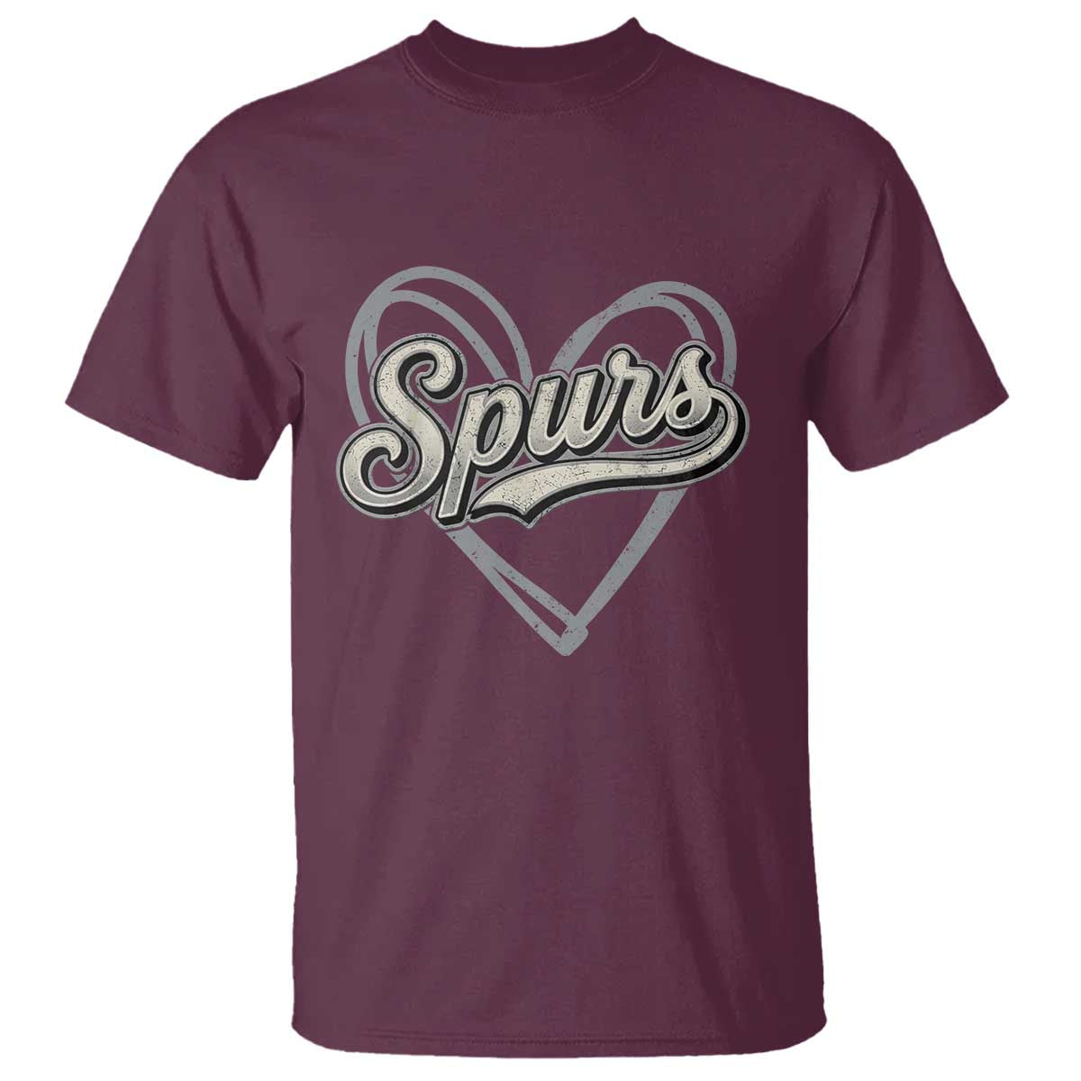 Vintage Spurs Name Script Heart T Shirt for Sports Fan TS02 Maroon Print Your Wear
