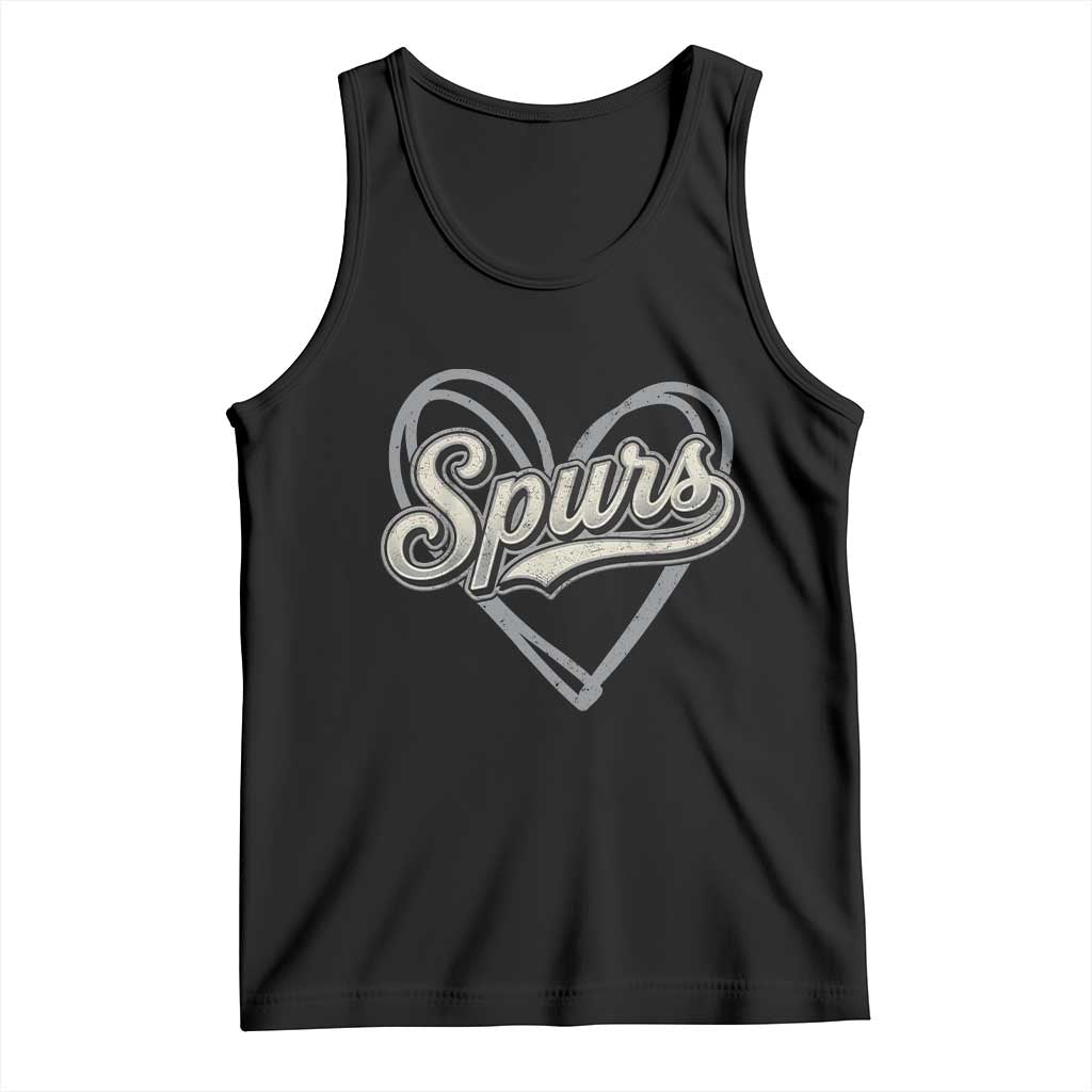 Vintage Spurs Name Script Heart Tank Top for Sports Fan TS02 Black Print Your Wear