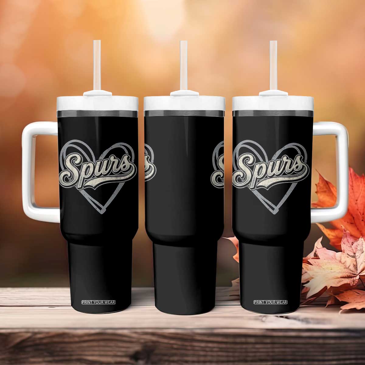 Vintage Spurs Name Script Heart Tumbler With Handle for Sports Fan TS02 Print Your Wear