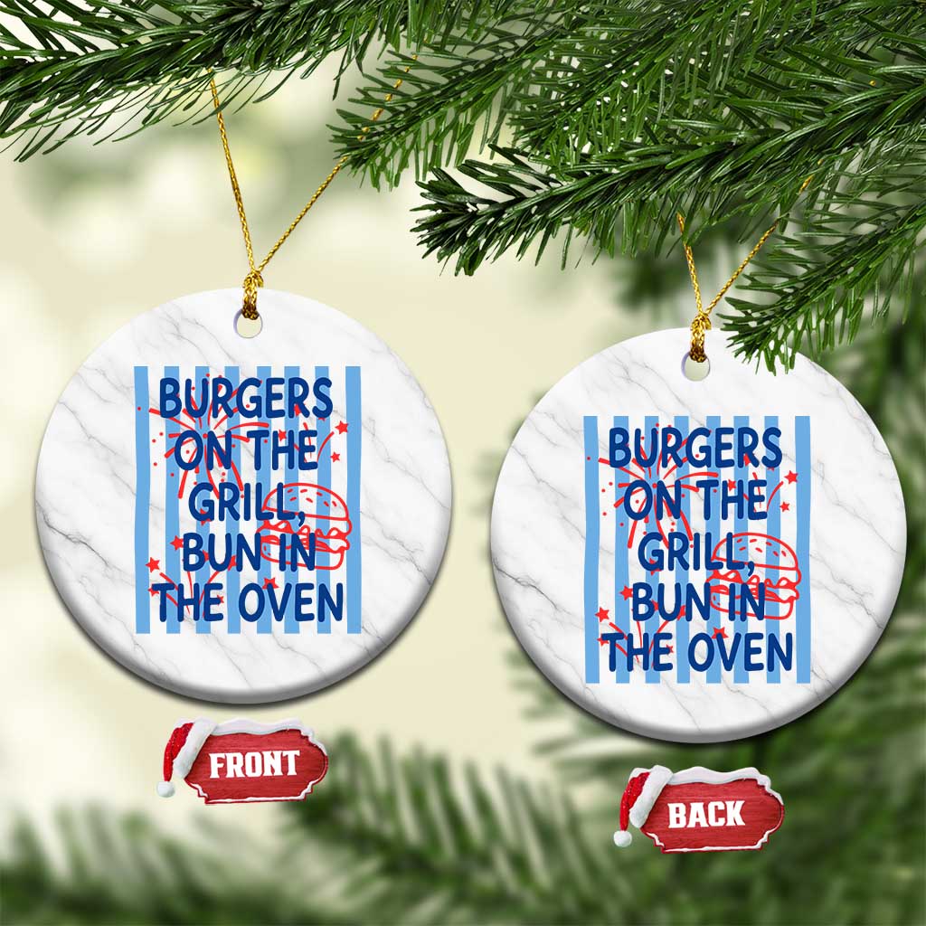 Patriotic 4th of July Pregnancy Announcement Preppy Style Ceramic Ornament Burgers On The Grill Bun In The Oven Summer BBQ TS02 1pc White Marble Print Your Wear