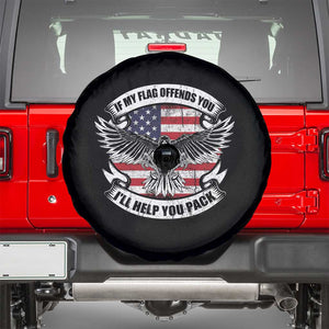 American Patriotic Spare Tire Cover If My Flag Offends You I'll Help You Pack American Flag Bald Eagle TS02 Black Print Your Wear