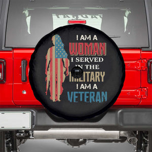 Female Veteran Spare Tire Cover I Am A Woman I Served In The Military I Am Veteran TS02 Black Print Your Wear