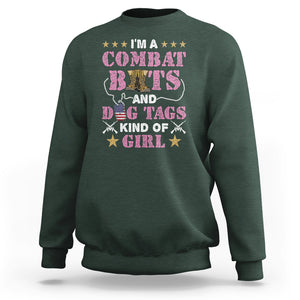 Female Veteran Sweatshirt I'm A Combat Boots And Dog Tags Kind Of Girl TS02 Dark Forest Green Printyourwear