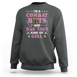 Female Veteran Sweatshirt I'm A Combat Boots And Dog Tags Kind Of Girl TS02 Dark Heather Printyourwear