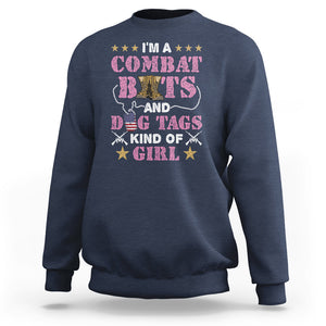 Female Veteran Sweatshirt I'm A Combat Boots And Dog Tags Kind Of Girl TS02 Navy Printyourwear