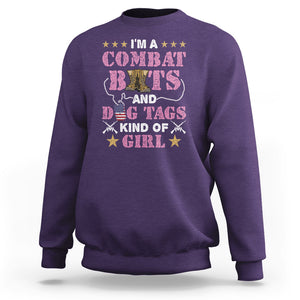 Female Veteran Sweatshirt I'm A Combat Boots And Dog Tags Kind Of Girl TS02 Purple Printyourwear