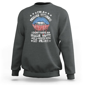 Female Veteran Sweatshirt I Don't Have An Inside Voice Just A Mouth With No Filter Women Lips TS02 Dark Heather Printyourwear