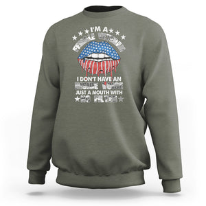 Female Veteran Sweatshirt I Don't Have An Inside Voice Just A Mouth With No Filter Women Lips TS02 Military Green Printyourwear