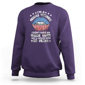 Female Veteran Sweatshirt I Don't Have An Inside Voice Just A Mouth With No Filter Women Lips TS02 Purple Printyourwear