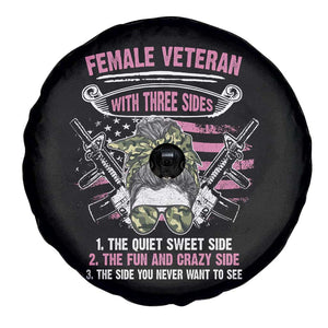 Female Veteran Spare Tire Cover With Three Sides But The Side You Never Want To See Army Messy Bun TS02 Print Your Wear