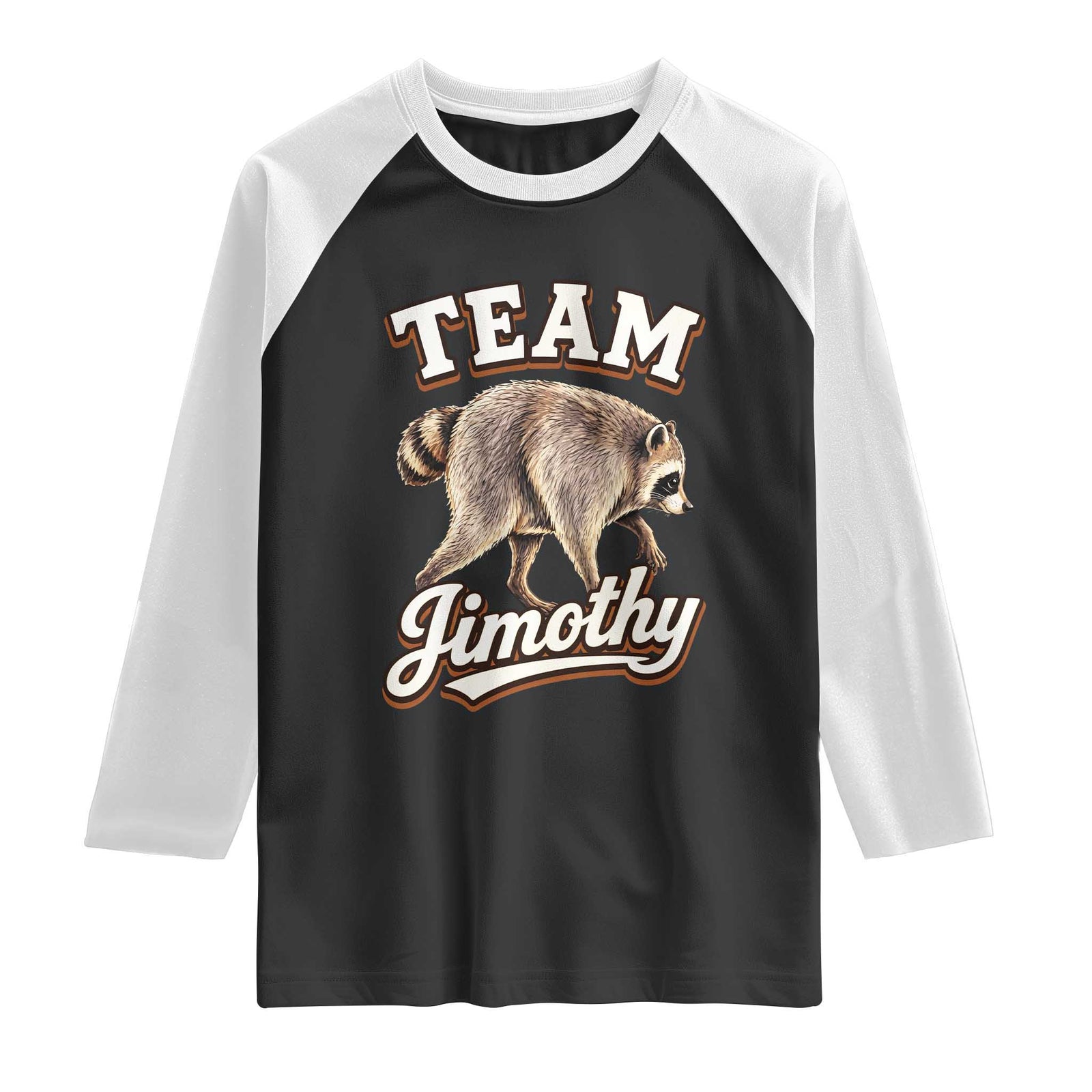 Team Jimothy Funny Viral Seattle Raccoon Legend Raglan Shirt Trash Panda Meme Vintage Sports Style Graphic TS02 Black White Print Your Wear