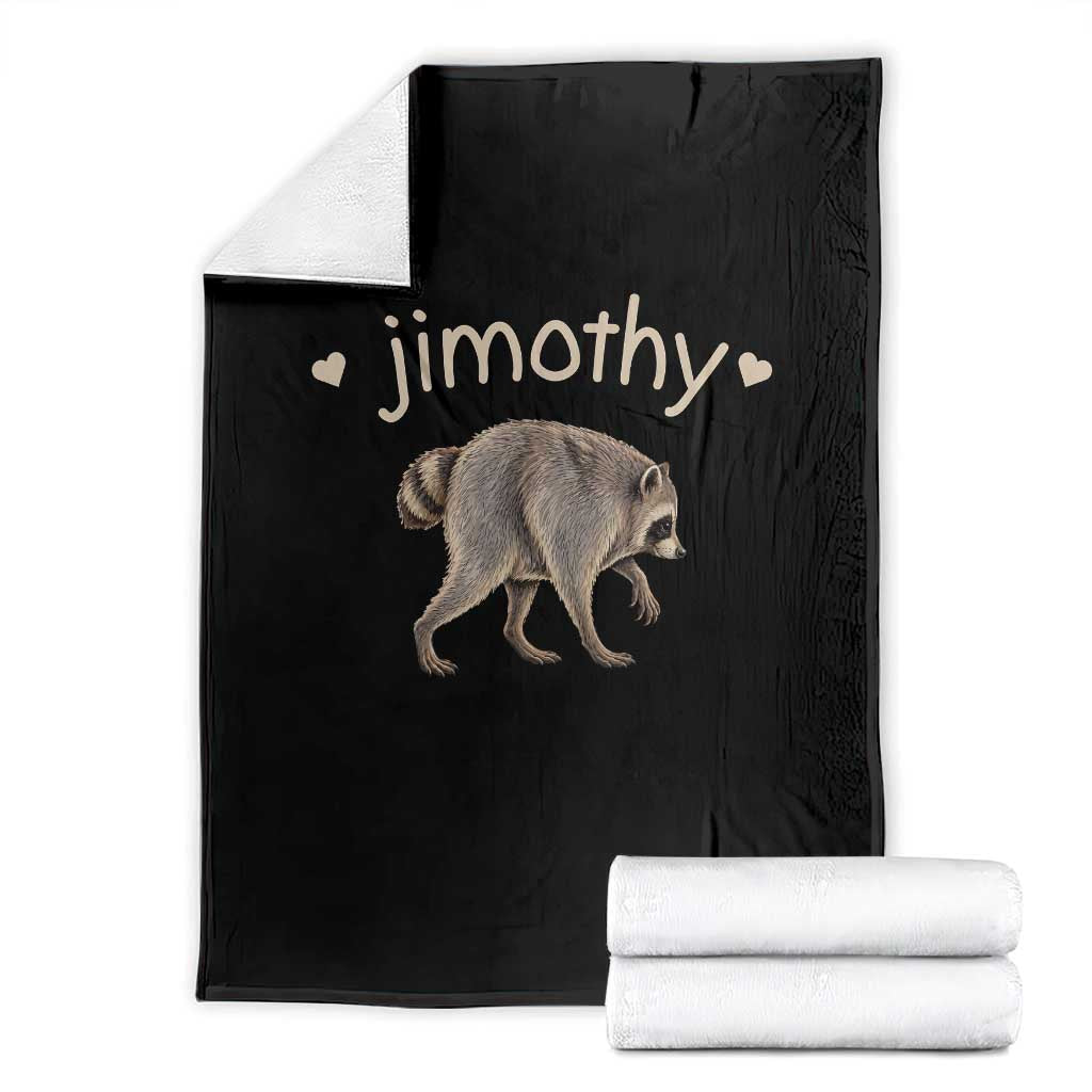 Cute Jimothy the Raccoon Heart Graphic Throw Blanket Viral Seattle Trash Panda Meme TS02 Black Print Your Wear