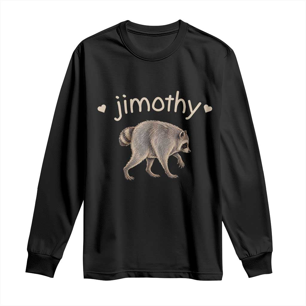 Cute Jimothy the Raccoon Heart Graphic Long Sleeve Shirt Viral Seattle Trash Panda Meme TS02 Black Print Your Wear