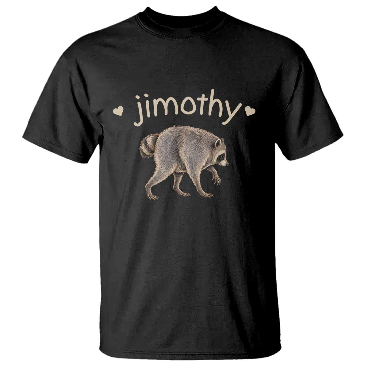 Cute Jimothy the Raccoon Heart Graphic T Shirt Viral Seattle Trash Panda Meme TS02 Black Print Your Wear