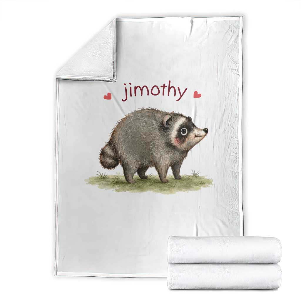 Cute Watercolor Viral Jimothy the Raccoon Throw Blanket Viral Seattle Trash Panda Meme TS02 White Print Your Wear