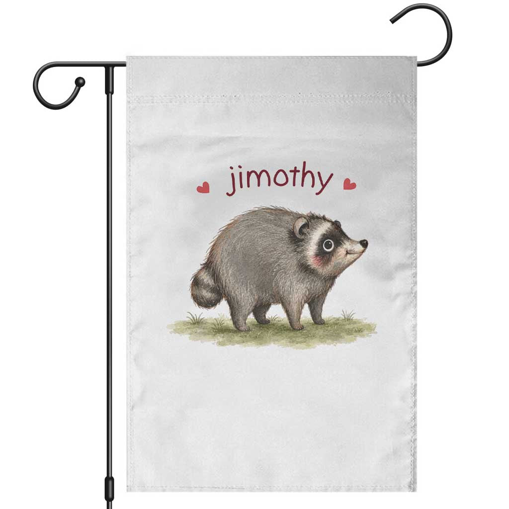 Cute Watercolor Viral Jimothy the Raccoon Garden Flag Viral Seattle Trash Panda Meme TS02 White Print Your Wear
