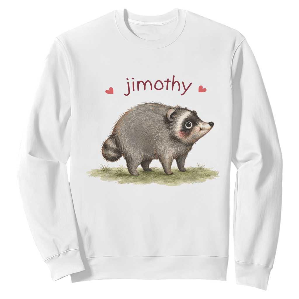Cute Watercolor Viral Jimothy the Raccoon Sweatshirt Viral Seattle Trash Panda Meme TS02 White Print Your Wear