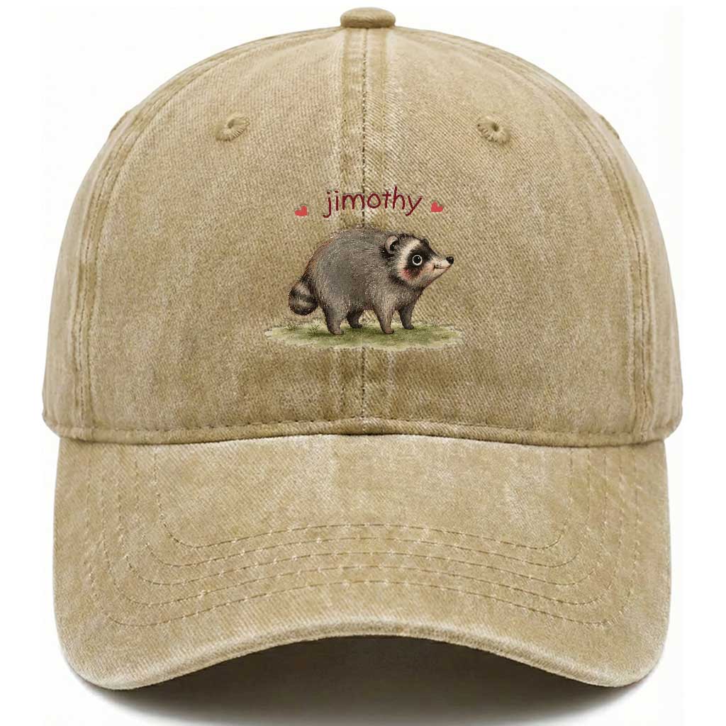 Cute Watercolor Viral Jimothy the Raccoon Washed Cotton Baseball Cap Viral Seattle Trash Panda Meme TS02 Print Your Wear
