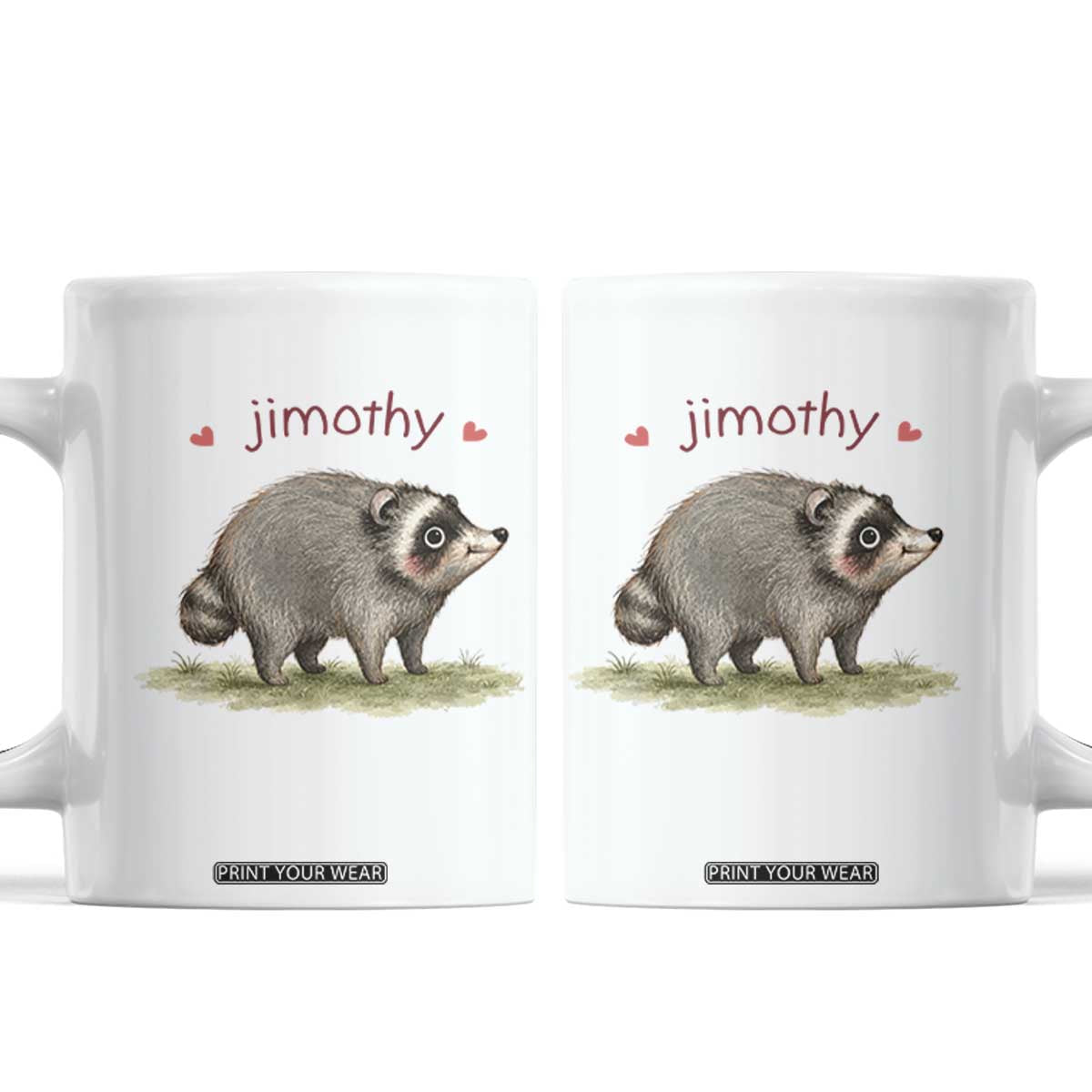 Cute Watercolor Viral Jimothy the Raccoon Coffee Mug Viral Seattle Trash Panda Meme TS02 White Print Your Wear