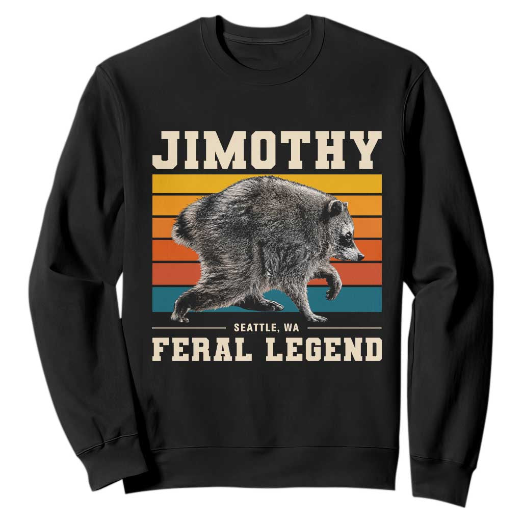 Jimothy from Seattle WA Feral Legend Raccoon Sweatshirt Viral Trash Panda Retro Sunset Strip Graphic TS02 Black Print Your Wear