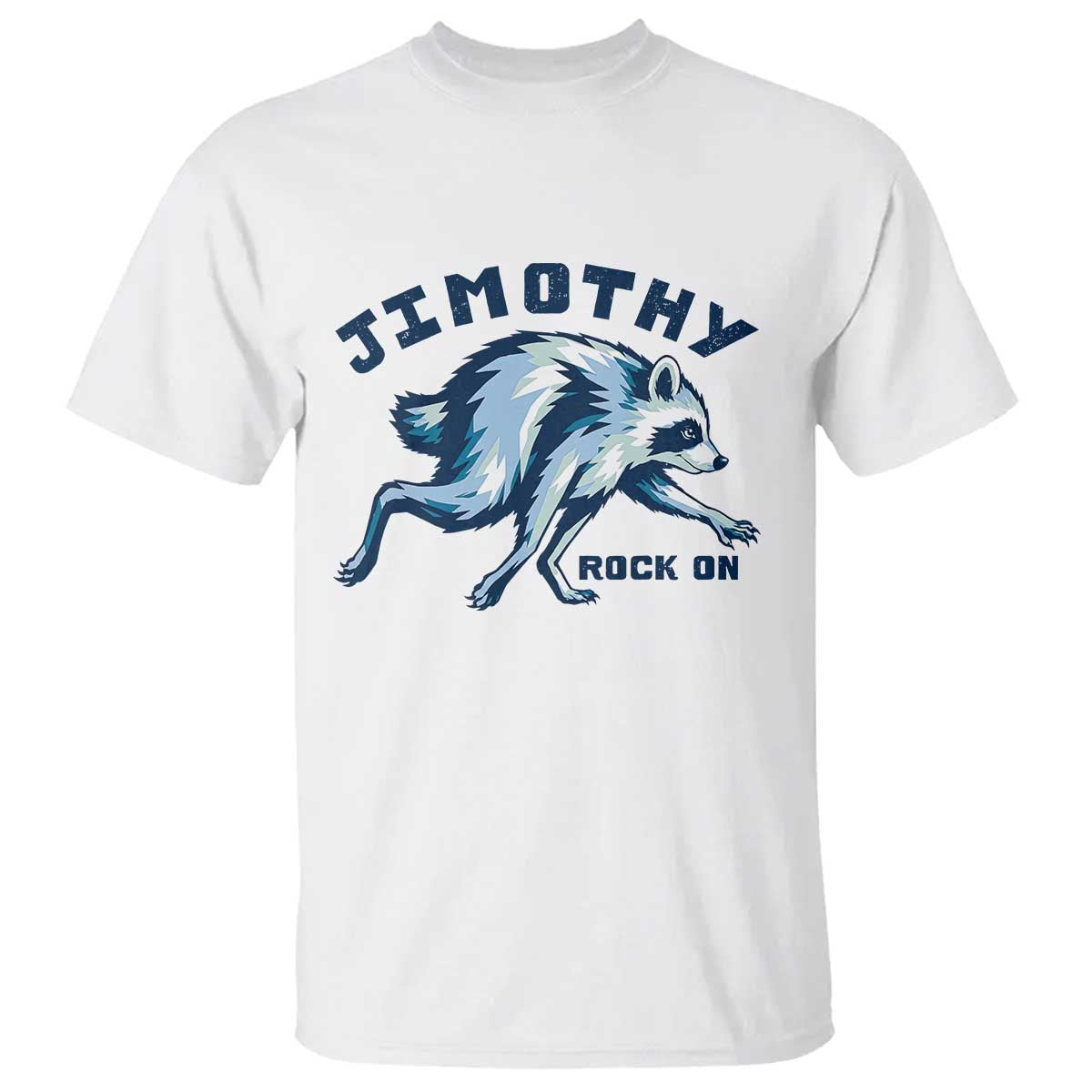 Rock On Jimothy the Raccoon Blue Graphic T Shirt Vintage Viral Seattle Trash Panda TS02 White Print Your Wear
