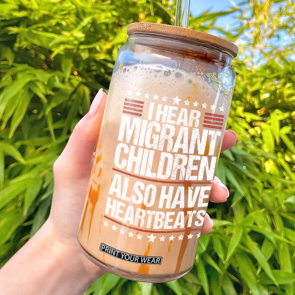 I Hear Migrant Children Also Have Heartbeats Glass Can Vintage Stars Human Rights Social Justice TS02 Black Print Your Wear