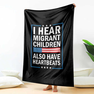 I Hear Migrant Children Also Have Heartbeats Throw Blanket Patriotic American Flag Human Rights TS02 Print Your Wear