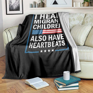 I Hear Migrant Children Also Have Heartbeats Throw Blanket Patriotic American Flag Human Rights TS02 Print Your Wear