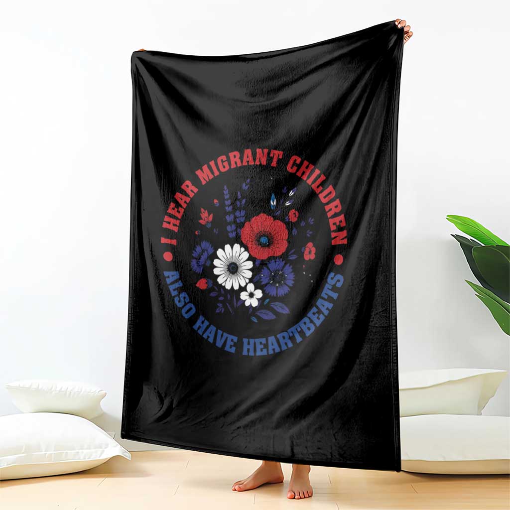I Hear Migrant Children Also Have Heartbeats Throw Blanket Patriotic Red White Blue Floral Human Rights TS02 Print Your Wear