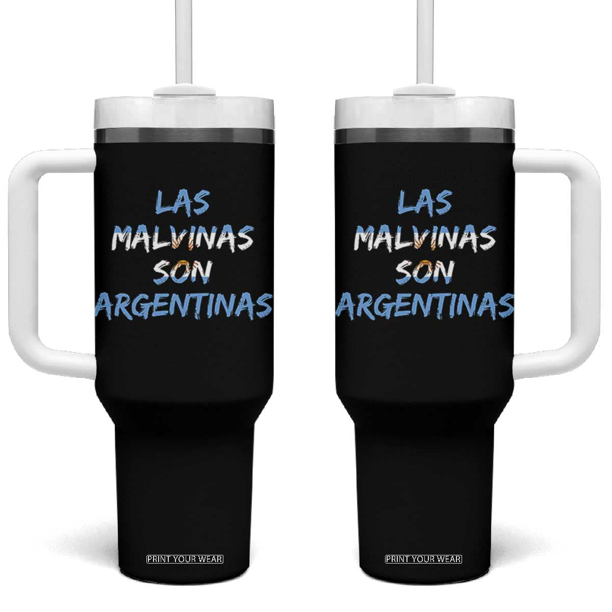 Patriotic Las Malvinas Son Argentinas Flag Tumbler With Handle Argentine Heritage Sun of May Argentina Sovereignty TS02 One Size: 40 oz Black Print Your Wear