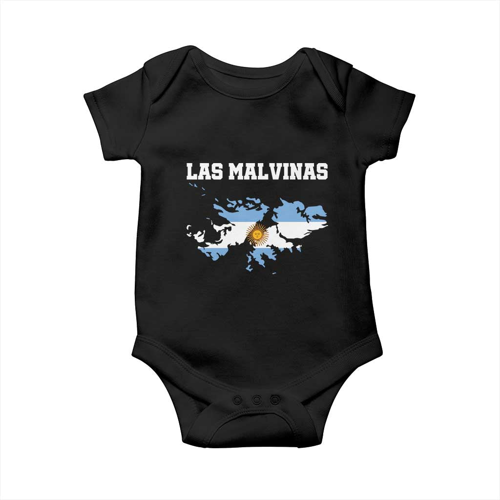 Las Malvinas Island Map Flag Graphic Baby Onesie Patriotic Sovereignty Argentine Heritage Sun of May Pride TS02 Black Print Your Wear