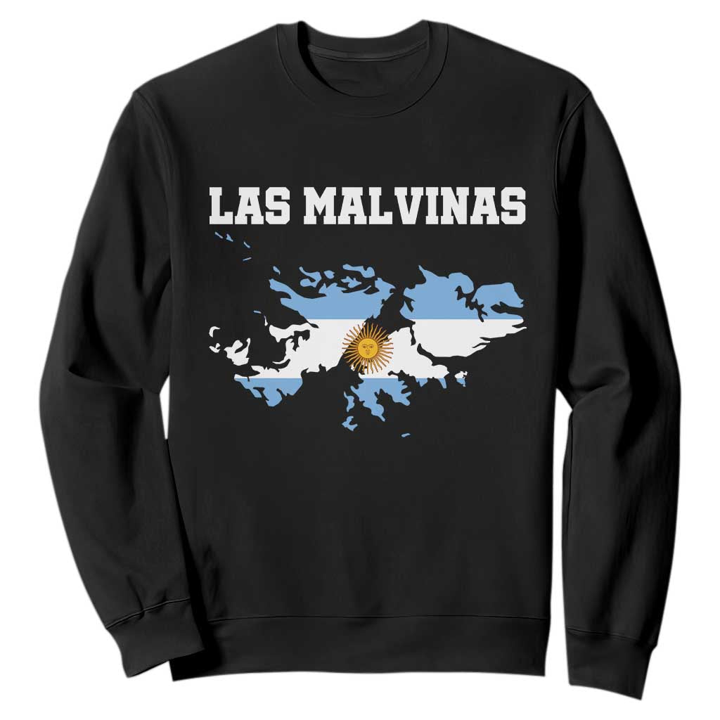Las Malvinas Island Map Flag Graphic Sweatshirt Patriotic Sovereignty Argentine Heritage Sun of May Pride TS02 Black Print Your Wear