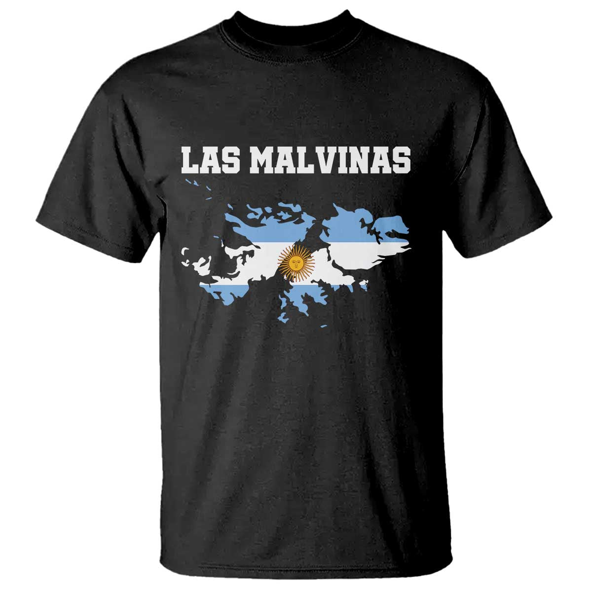 Las Malvinas Island Map Flag Graphic T Shirt Patriotic Sovereignty Argentine Heritage Sun of May Pride TS02 Black Print Your Wear