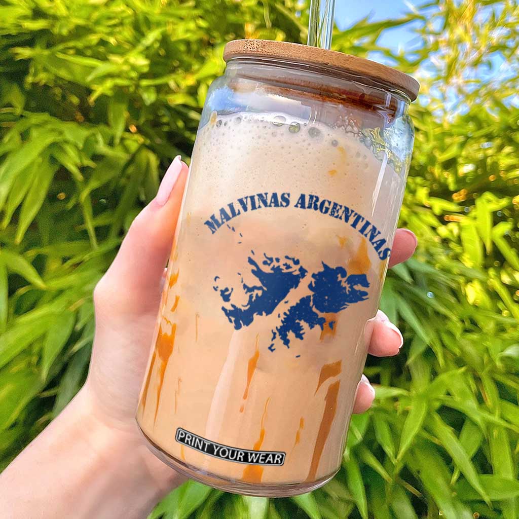 Retro Malvinas Argentinas Distressed Map Graphic Glass Can Argentine Island Sovereignty Heritage Pride TS02 White Print Your Wear