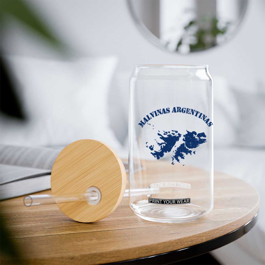 Retro Malvinas Argentinas Distressed Map Graphic Glass Can Argentine Island Sovereignty Heritage Pride TS02 Print Your Wear