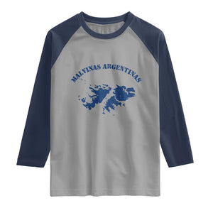Retro Malvinas Argentinas Distressed Map Graphic Raglan Shirt Argentine Island Sovereignty Heritage Pride TS02 Sport Gray Navy Print Your Wear