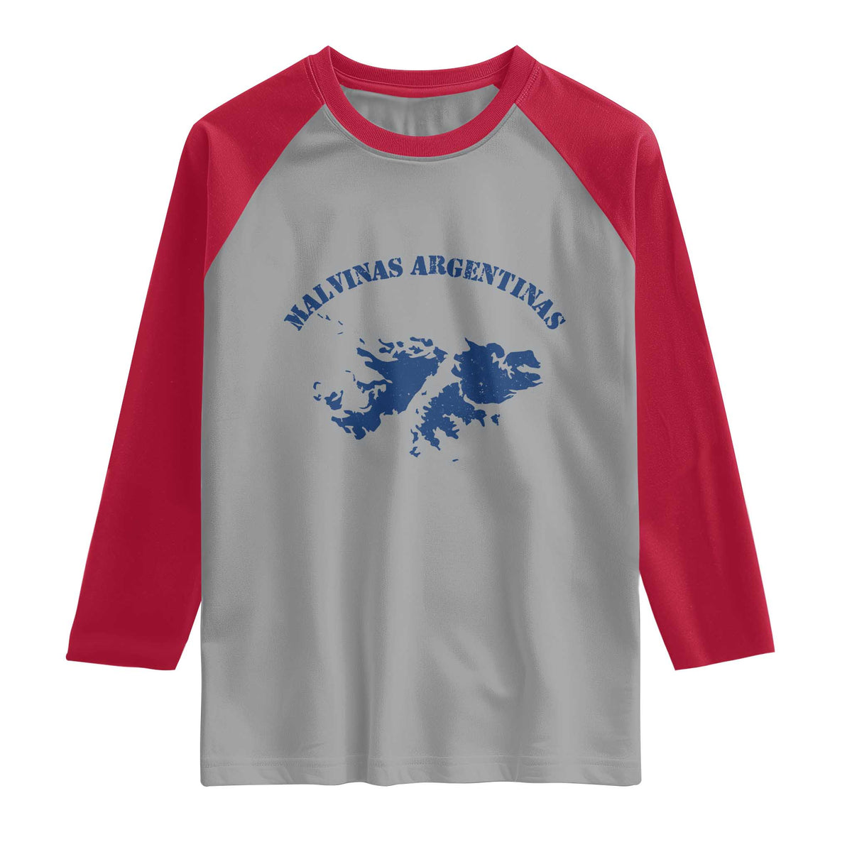Retro Malvinas Argentinas Distressed Map Graphic Raglan Shirt Argentine Island Sovereignty Heritage Pride TS02 Sport Gray Red Print Your Wear