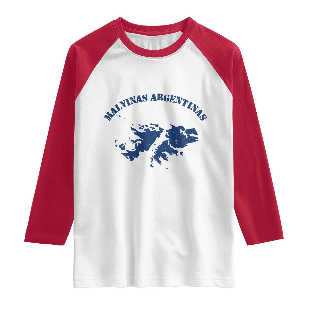 Retro Malvinas Argentinas Distressed Map Graphic Raglan Shirt Argentine Island Sovereignty Heritage Pride TS02 White Red Print Your Wear