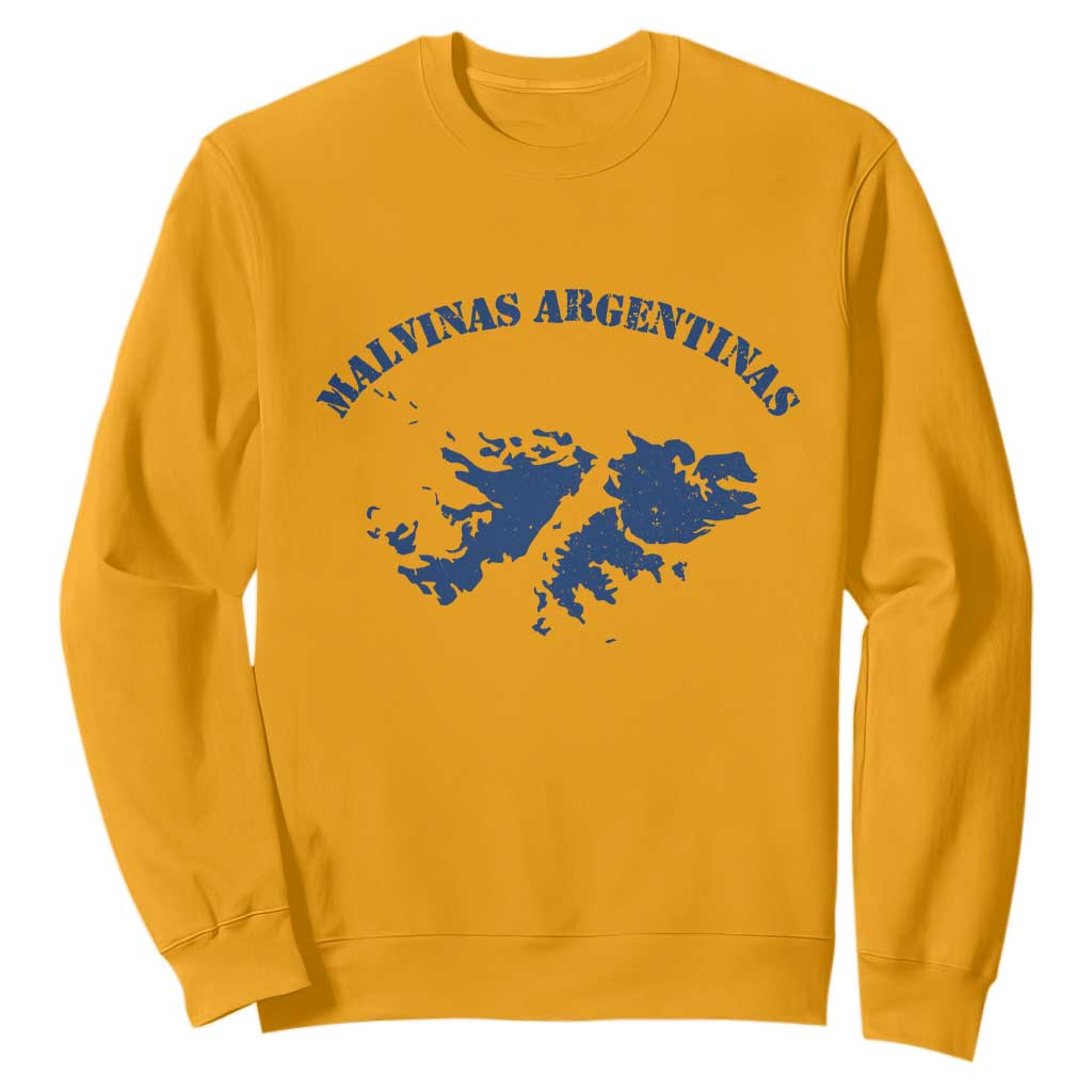 Retro Malvinas Argentinas Distressed Map Graphic Sweatshirt Argentine Island Sovereignty Heritage Pride TS02 Gold Print Your Wear