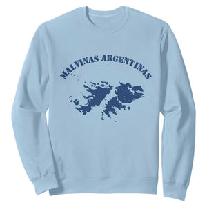 Retro Malvinas Argentinas Distressed Map Graphic Sweatshirt Argentine Island Sovereignty Heritage Pride TS02 Light Blue Print Your Wear