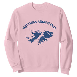 Retro Malvinas Argentinas Distressed Map Graphic Sweatshirt Argentine Island Sovereignty Heritage Pride TS02 Light Pink Print Your Wear