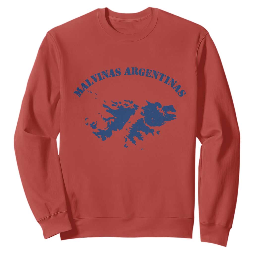 Retro Malvinas Argentinas Distressed Map Graphic Sweatshirt Argentine Island Sovereignty Heritage Pride TS02 Red Print Your Wear