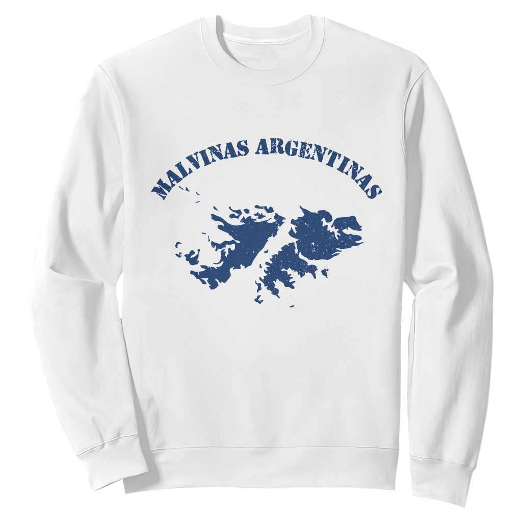 Retro Malvinas Argentinas Distressed Map Graphic Sweatshirt Argentine Island Sovereignty Heritage Pride TS02 White Print Your Wear
