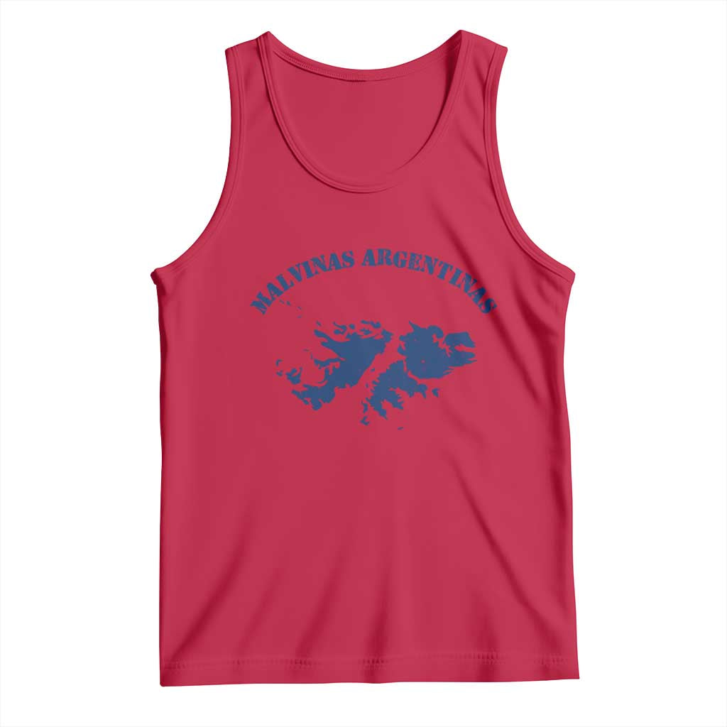Retro Malvinas Argentinas Distressed Map Graphic Tank Top Argentine Island Sovereignty Heritage Pride TS02 Red Print Your Wear