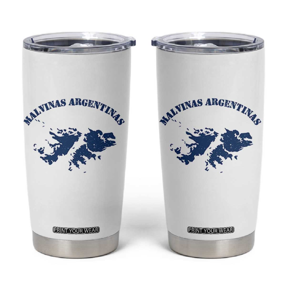Retro Malvinas Argentinas Distressed Map Graphic Tumbler Cup Argentine Island Sovereignty Heritage Pride TS02 White Print Your Wear