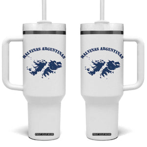 Retro Malvinas Argentinas Distressed Map Graphic Tumbler With Handle Argentine Island Sovereignty Heritage Pride TS02 One Size: 40 oz White Print Your Wear