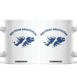 Retro Malvinas Argentinas Distressed Map Graphic Coffee Mug Argentine Island Sovereignty Heritage Pride TS02 White Print Your Wear