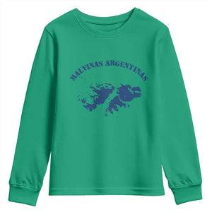 Retro Malvinas Argentinas Distressed Map Graphic Youth Sweatshirt Argentine Island Sovereignty Heritage Pride TS02 Irish Green Print Your Wear