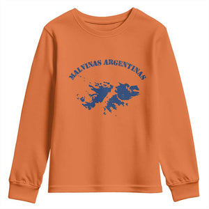 Retro Malvinas Argentinas Distressed Map Graphic Youth Sweatshirt Argentine Island Sovereignty Heritage Pride TS02 Orange Print Your Wear